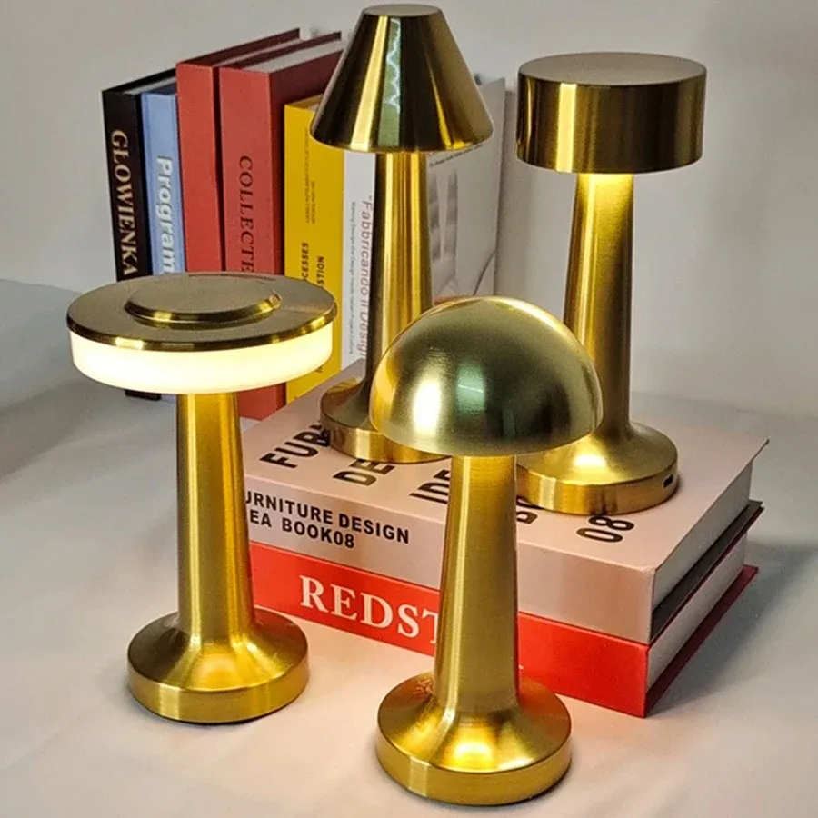 Lámpara de mesa táctil LED, luces de escritorio de barra de Metal Retro recargables para dormitorio, restaurante, cafetería, estudio, decoración de escritorio, iluminación