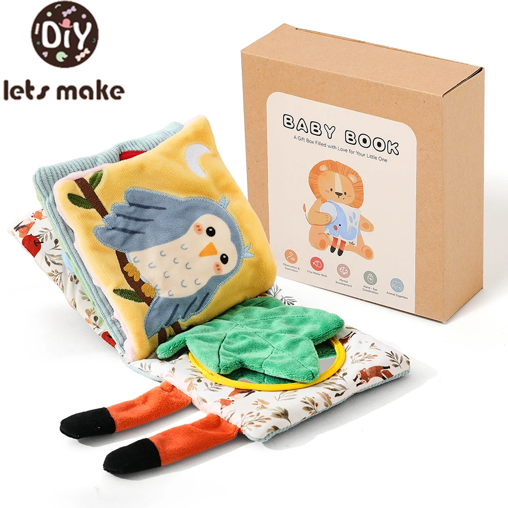 Baby Toys Cloth Book Early Educational Baby Toys Sensory Book Baby Soft Books Toys Fluffy Cartoon Elephant Books With Mirror