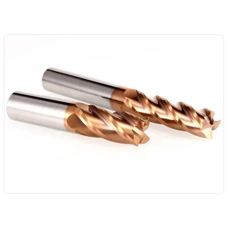 HRC55 คาร์ไบด์ End Mill 4 ขลุ่ยโลหะเหล็กทังสเตนเครื่องตัดโลหะผสมเคลือบตัดเครื่องมือ CNC Maching 1 2 3 4 5 6 7 8 9-20 มม.