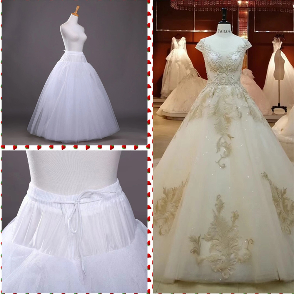 Enagua blanca de 4 capas sin Aro para mujer, vestido de novia de crinolina, vestido de baile, falda forrada, vestido de fiesta, juegos de rol