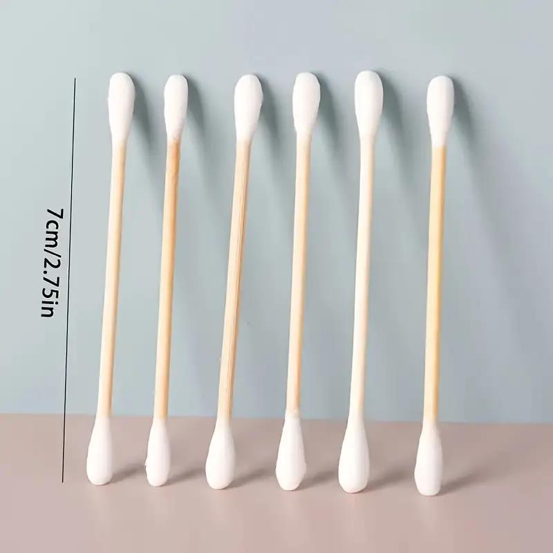 Bastoncillos de algodón de doble punta para maquillaje, varillas de madera para limpiar las orejas y quitar el maquillaje, 100 unidades