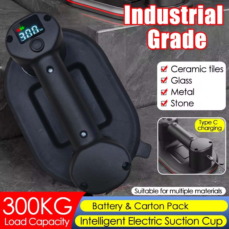Ventosa de vácuo elétrica de grau industrial com display inteligente, carga de 300kg, levantador de vidro de telha de granito resistente