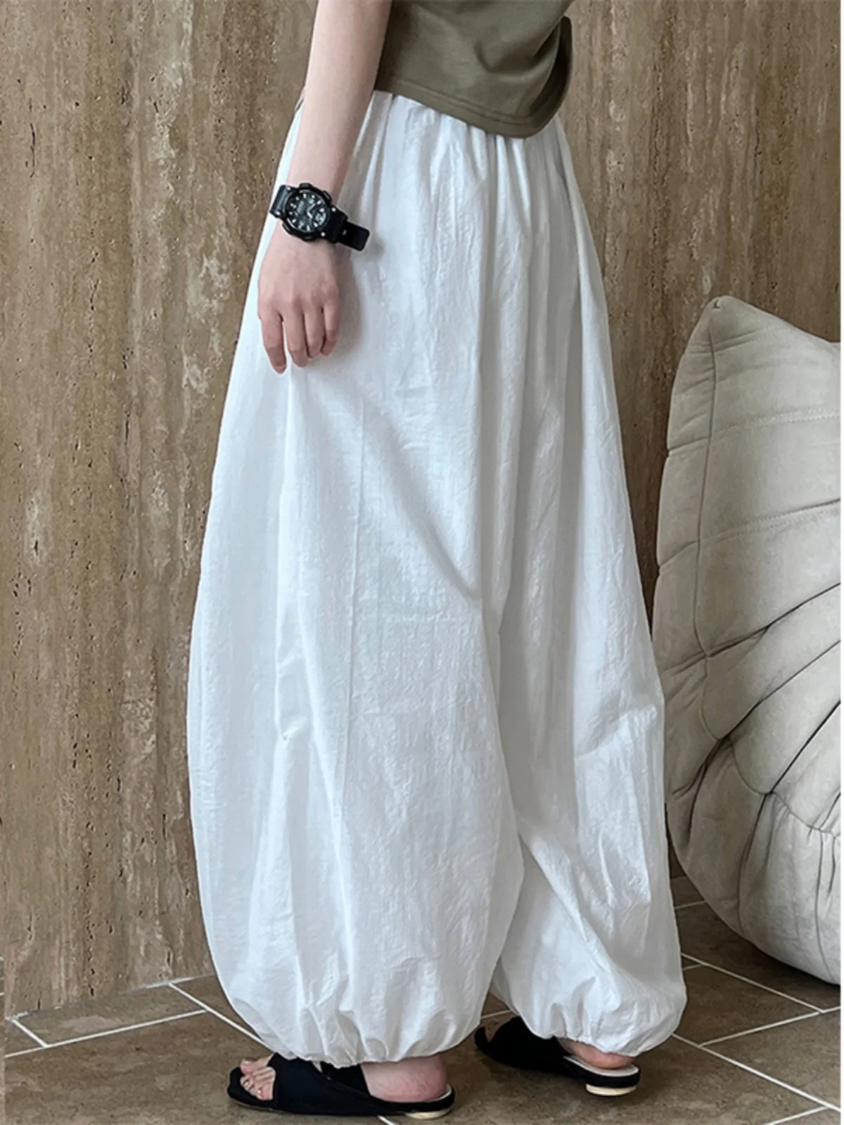 Calças Lanternas Largas para Mulheres Plus Size, Estilo Casual, Confortáveis e com Cintura l