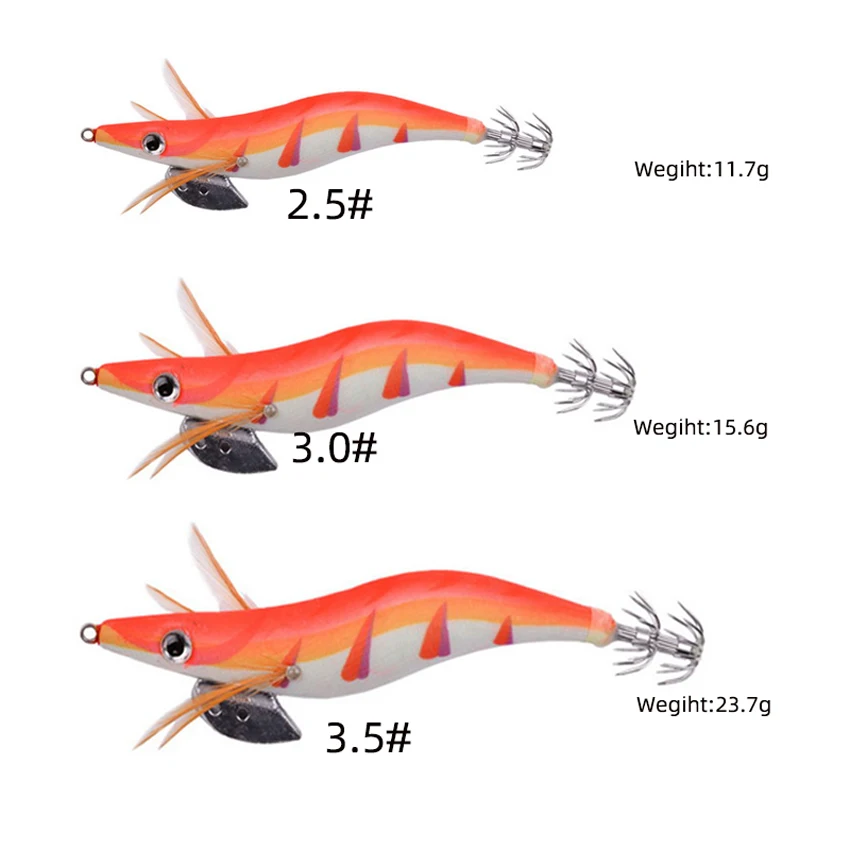 야광 나무 새우 낚시 루어, 오징어 문어 루어, 3D 눈, 하드 미끼 워블러, 오징어 지그 루어, 가방 포함, 3.0, 10 개