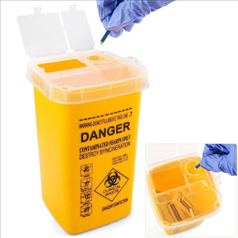 MJ 1L Plastic Waste Box Medical Supplies Container Disposable Microblading Sharps Needle Tips Accessories For Eyebrows