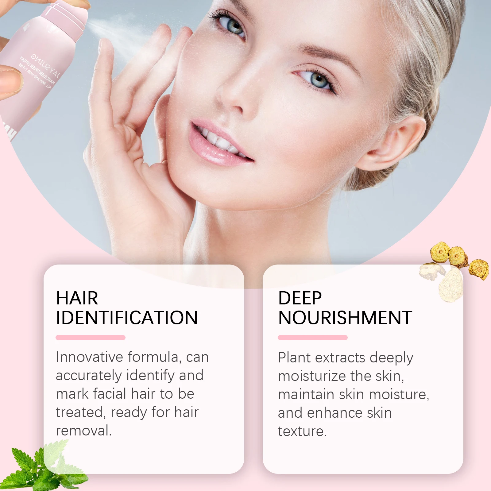 Spray identificatore per capelli per rasatura Spray dermaplaning con rasoio Depilazione viso Pulizia indolore Set di nebbie depilatorie lenitive