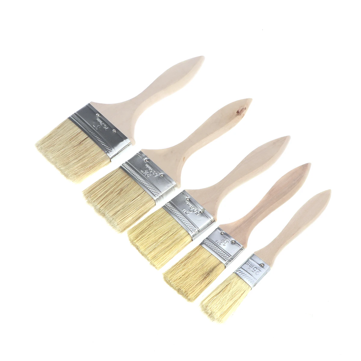 5PCS พู่กันระบายสีไม้ Handle แปรงสำหรับผนังและเฟอร์นิเจอร์สีพู่กันระบายสีทำความสะอาดไม้แปรงทำความสะอาด