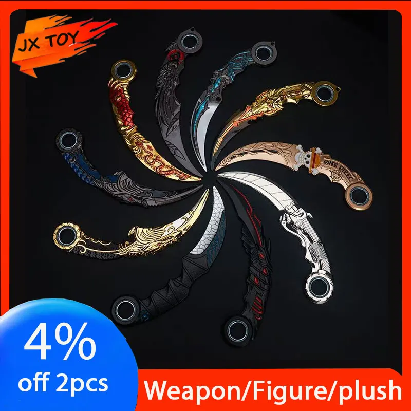 JX TOY 16cm Karambit aleación giratoria modelo artesanal periféricos de juego cuchillo de adiestramiento al aire libre seguridad Cosplay sable militar Prop niños