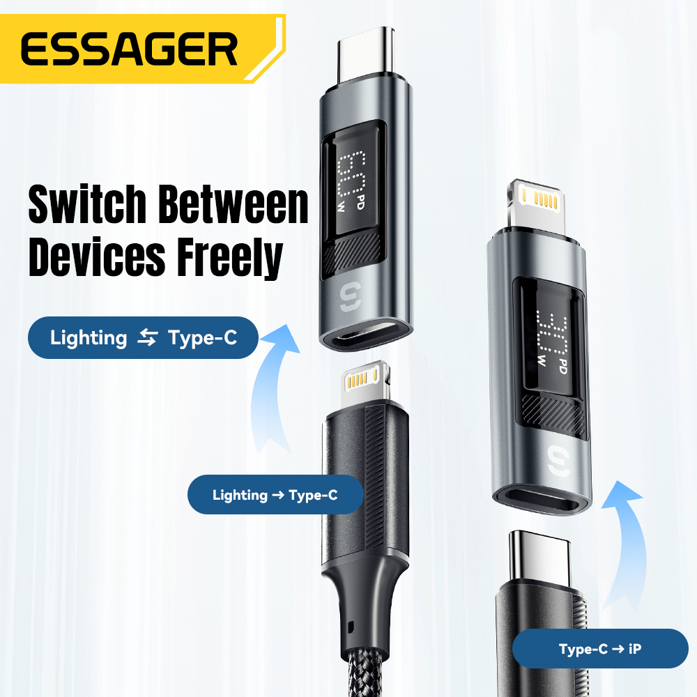 Essager Type C to Lighting OTG Adapter Digital Display Fast Charging Type-C Female To Lightning Male Connector For iPhone 15 14