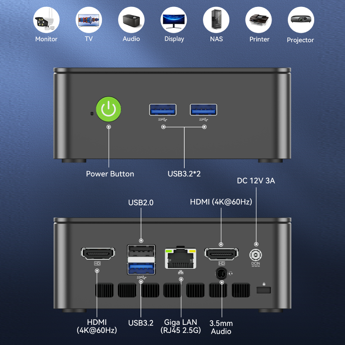 GMKtec G3S Mini PC Intel Alder Lake N95 Windows 11 Pro Mini PC 8GB DDR4 128/256GB PCIe M.2 SSD WiFi 5 BT5.0 Desktop Computer