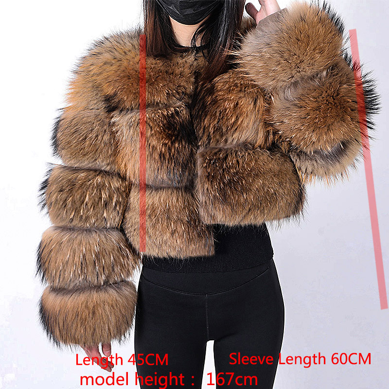 MAOMAOKONG Super chaud hiver femmes de luxe épais réel manteau de fourrure de raton laveur veste de fourrure de renard naturel grande taille vestes en fourrure femme gilet