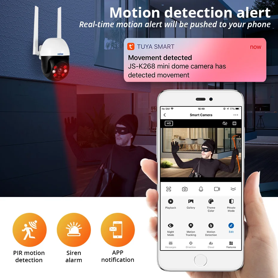 KERUI 5MP 8MP 4K PTZ WiFi IP ไร้สายกล้อง Tuya สมาร์ทกลางแจ้ง Home Security Dual เลนส์ 10MP 5K กล้องกล้องวงจรปิดการเฝ้าระวังวิดีโอ