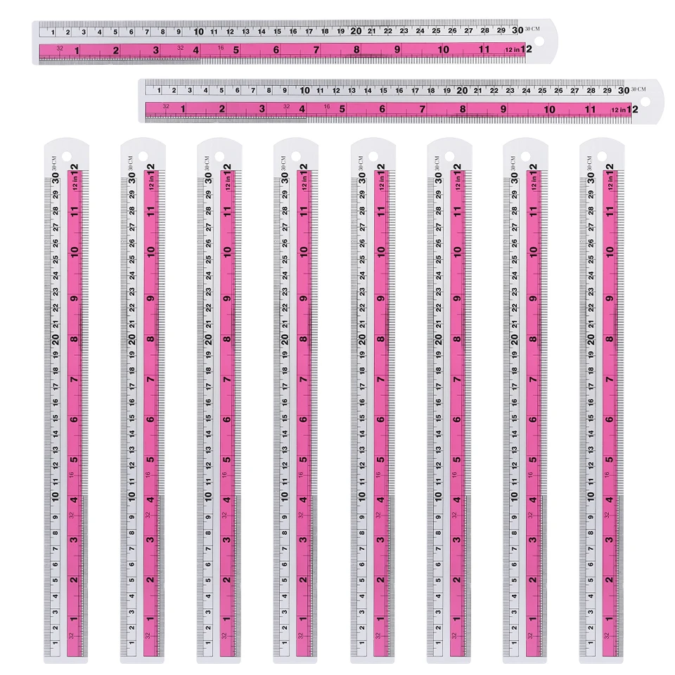 Fniiva 2/5/10PCS 30cm Professional Aluminum Alloy Straight Ruler Colorful Ruler Measuring Tapes Handle Tools