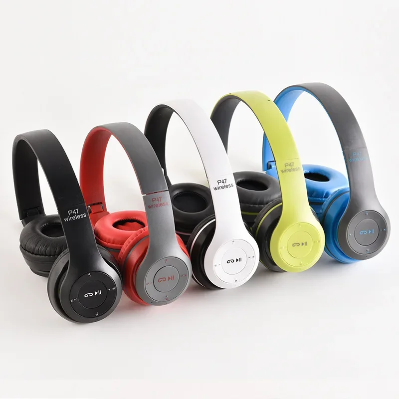 P47 bluetooth 5.0 fone de ouvido sem fio dobrável alta fidelidade estéreo baixo fone criança capacete presente com microfone adaptador usb para iphone jogo