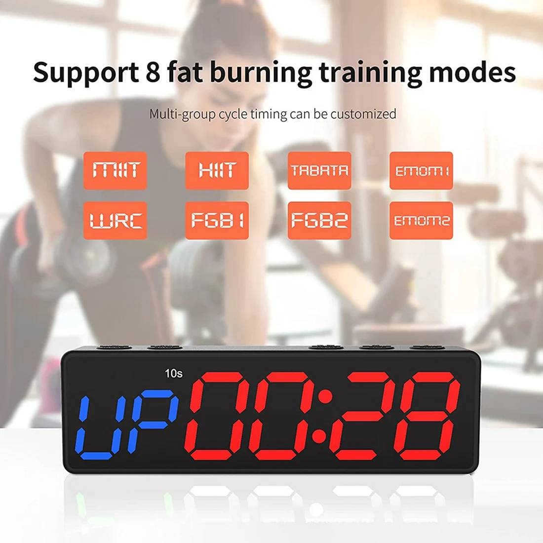 Relógio de treino AA91 com bateria, mini temporizador portátil de ginástica com ímã embutido para academia em casa, contagem regressiva/temporizador programável
