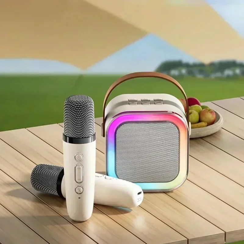 K12 bluetooth máquina de karaokê portátil 5.3 sistema de alto-falante pa com 1-2 microfones sem fio casa família cantando presentes das crianças