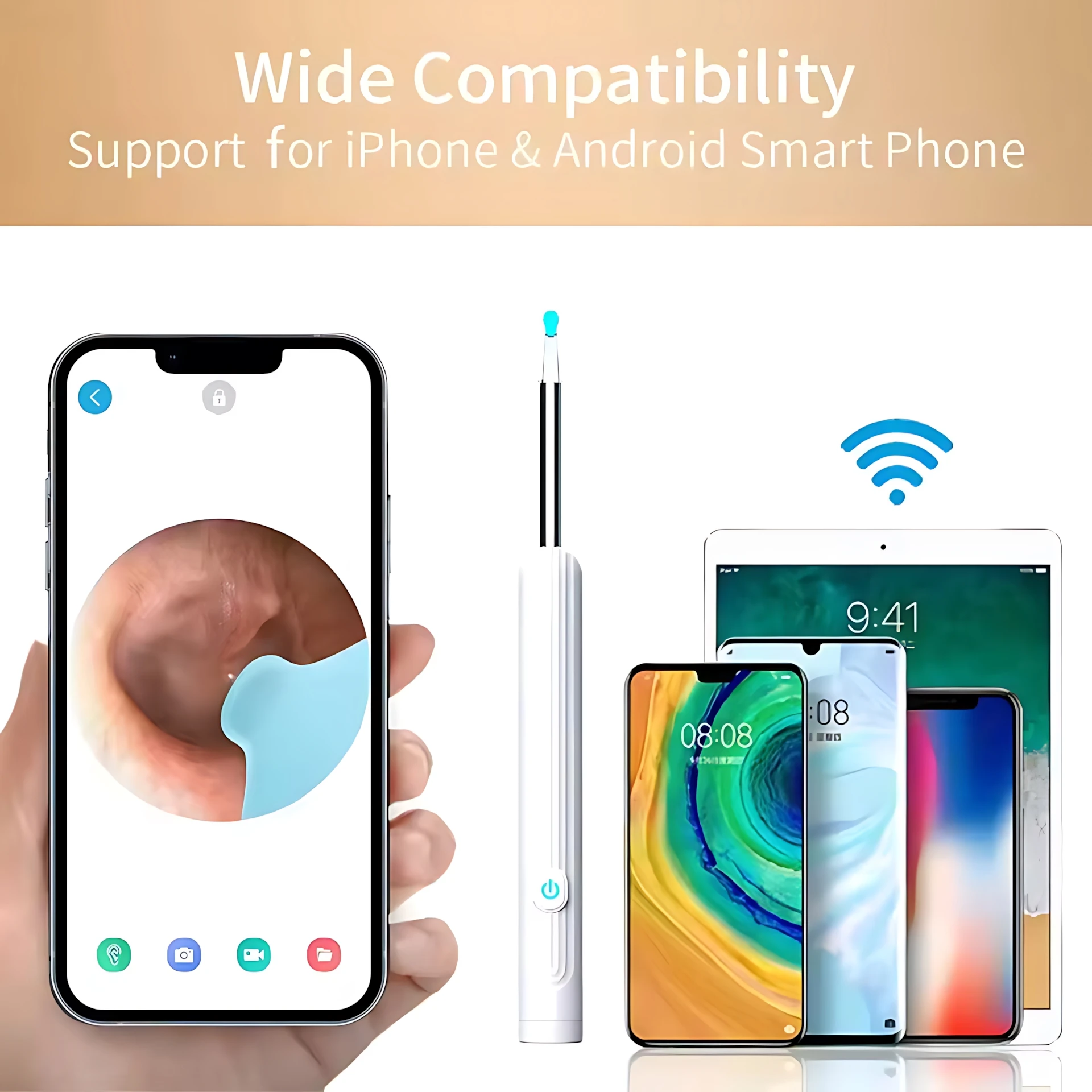 Novo limpador de ouvido hd com câmera sem fio varas otoscópio carregamento usb c endoscópio ferramenta remoção cera earpick mini câmera