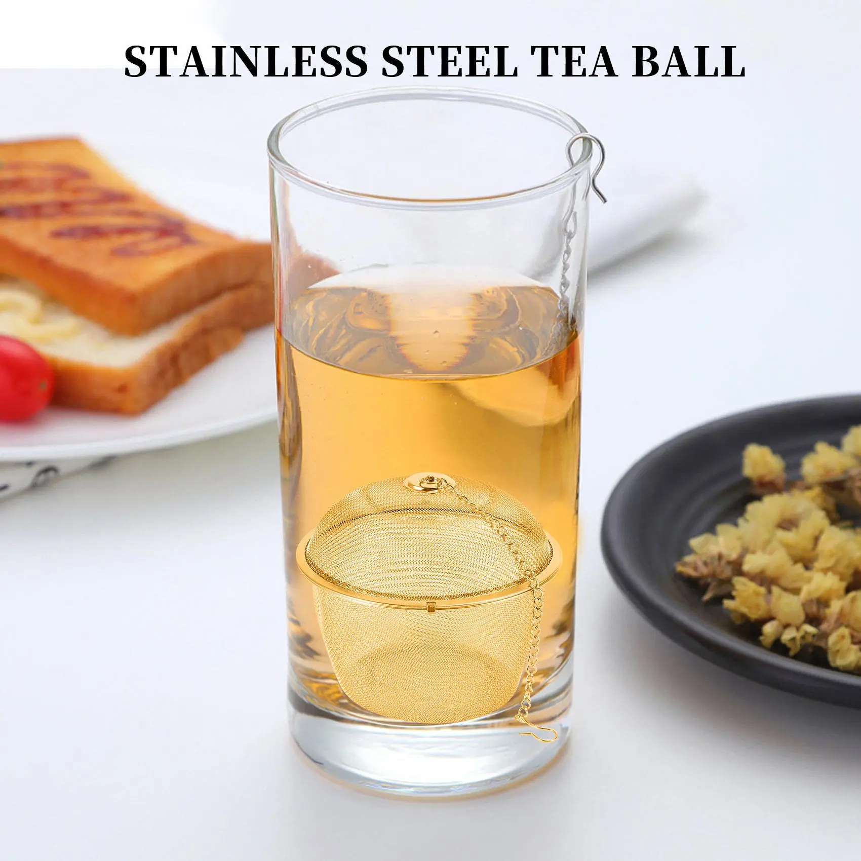 BABQ สแตนเลสขนาดใหญ่พิเศษ Twist Lock ตาข่ายชาบอลชา Infuser พร้อมตะขอโซ่