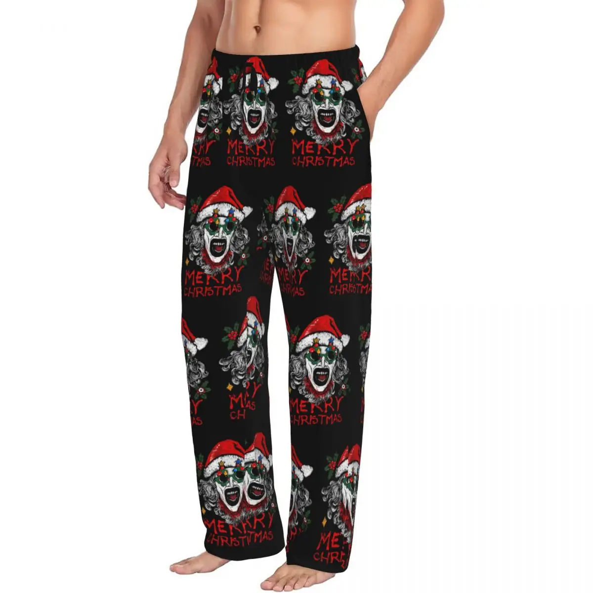 Custom Print T-Terrifier Horror Fan Art Pyjamahose Herren Schlafnachtwäsche Hose mit Taschen