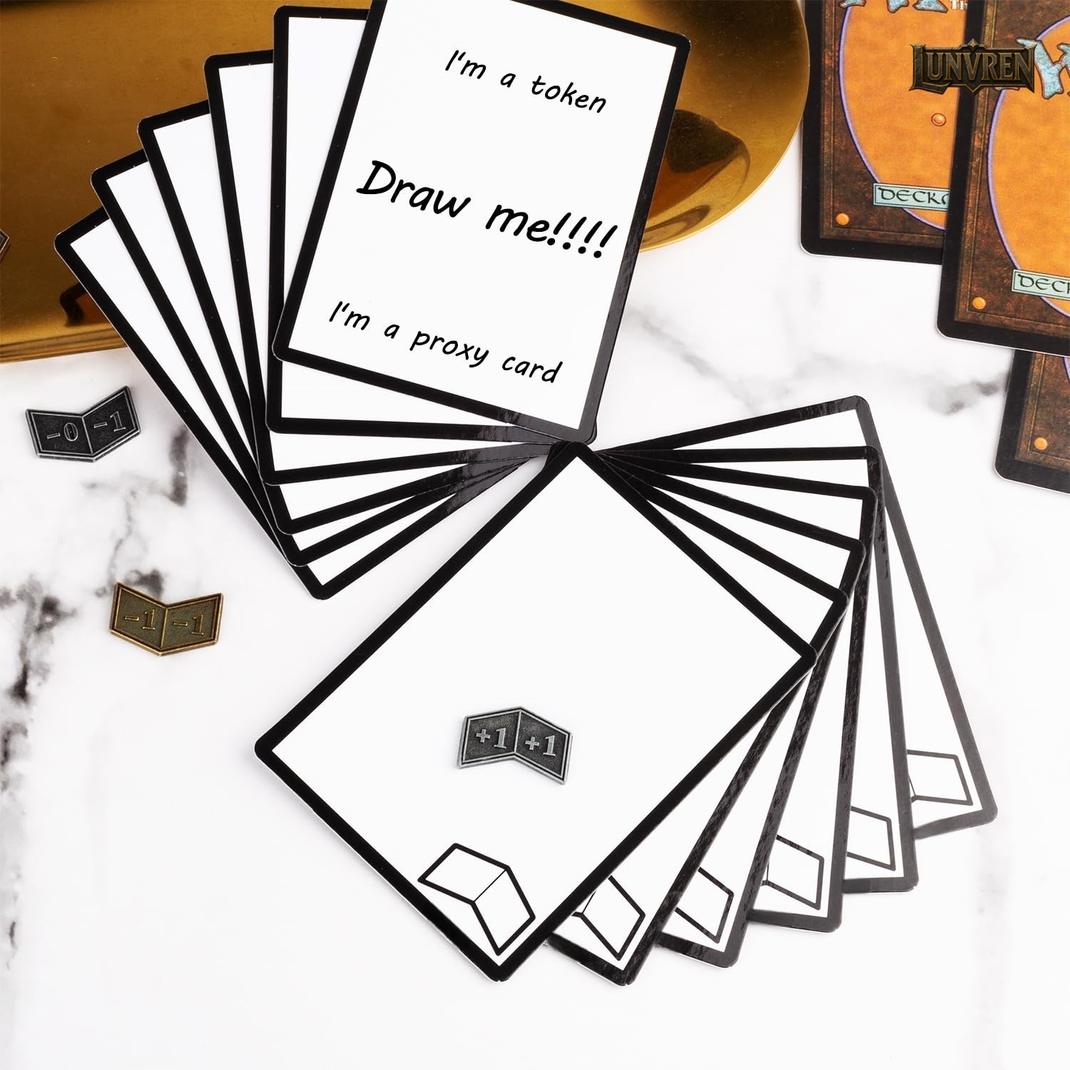 50 Pieces Reusable Dry Erase MTG Tokens with Marker Double-Sided MTG Proxy Cards for MTG, DND DIY Blank Card Games Accessories