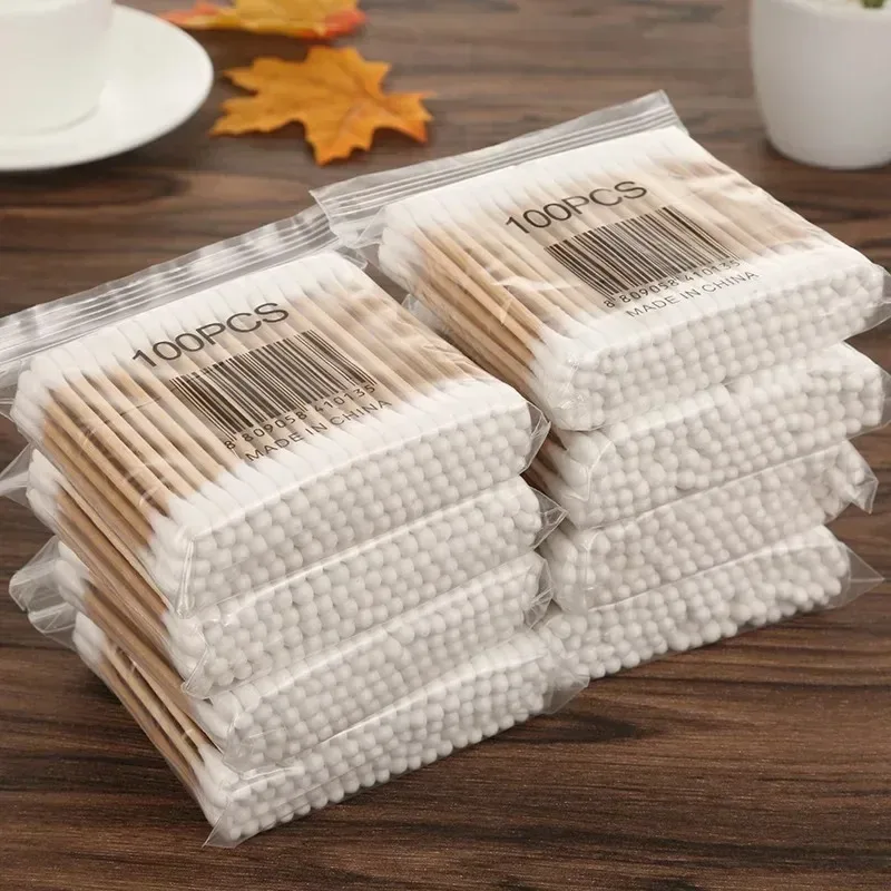 100 pezzi per confezione, 5 confezioni, tamponi di cotone a doppia estremità, tamponi di cotone per bambini, bastoncini per la pulizia dell'orecchio, strumenti di pulizia sani