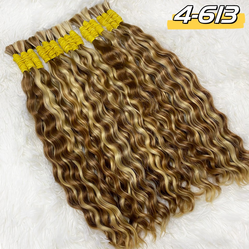 ミンクの毛バルク緩い深層水織りバージン卸売キロ 100% 天然生インド寺院波状人毛バンドルエクステンション