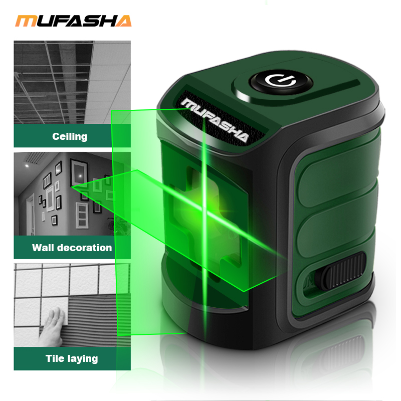 MUFASHA 2 Mini Líneas Nivel Láser Autonivelante Rayos Verdes Líneas Cruzadas Rango de Medición 100 pies Línea Vertical y Horizontal