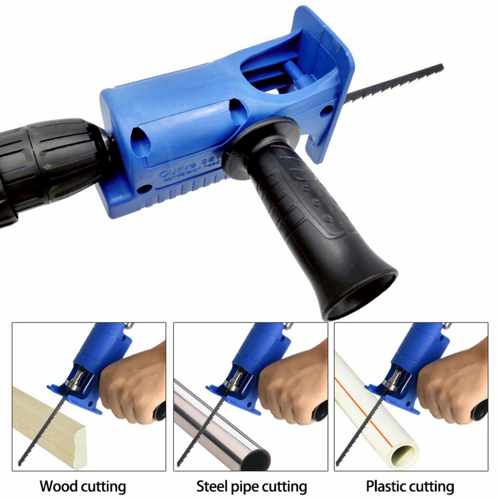 Portable Reciprocating Saw Adapter Electric Drill Modified Electric JigSaw Power Tool Wood Cutter Machine Attachment with Blades