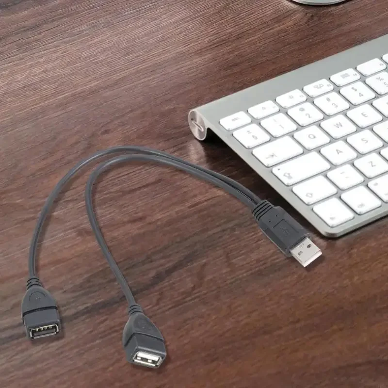 Cabo usb 2.0 de alta qualidade, cabo adaptador divisor duplo usb, um a dois fêmeas para usb 2 macho, cabo de extensão de alimentação