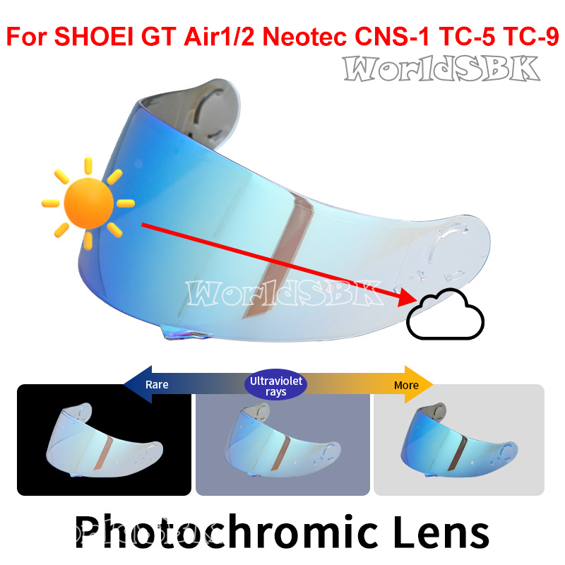 Photo chrome Visier linsen beschichtung Linsen etui für shoei gt-air gt air2 neotec CNS-1 cns1 tc-5 tc-9 Helm Nachtsicht objektiv