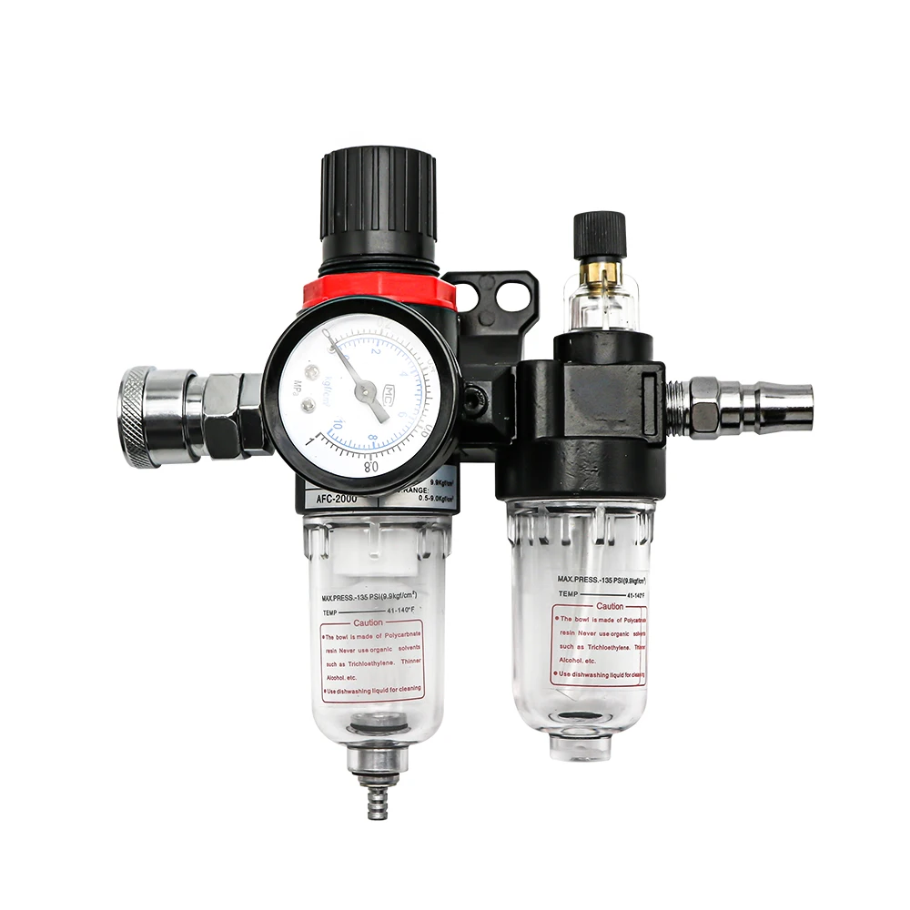 AFC2000 AFR2000 + AL2000 G1/4 compresor de aire separador de aceite y agua el filtro de aire se utiliza para reducir el regulador de válvula de presión