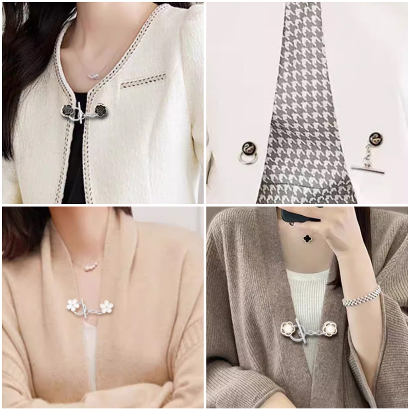 5 juegos de ropa con botones OT de Metal sin costura, botón para madre, abrigo, suéter, cárdigan, botón de broche decorativo para mujer