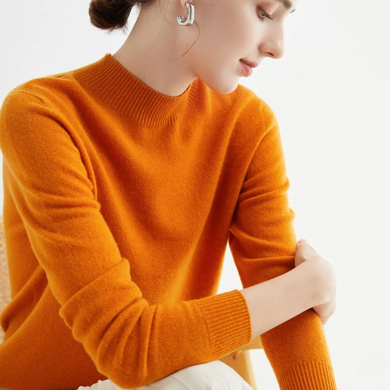 First-Line Ready-To-Wear Wollpullover Damen Loose Half Rollkragenpullover Frühling und Herbst Basic Style Simple Bottoming Top