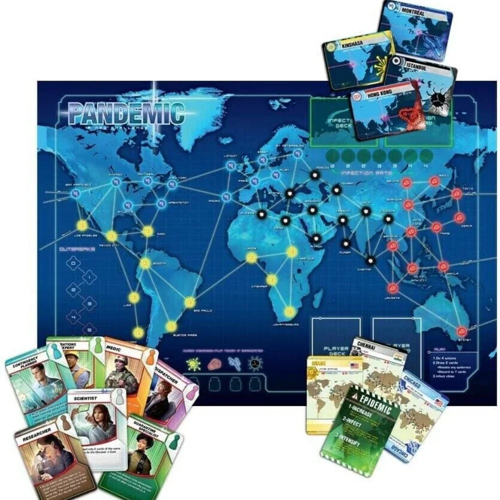 Jogo de tabuleiro Pandemic Novo e em caixa XMAS Presente de Natal Família Novo jogo