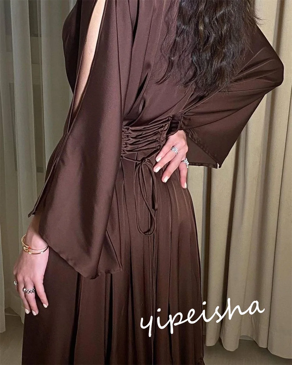 Personalizado jiayigong clássico estilo moderno formal noite com decote em v a linha beadings vestidos de ocasião sob medida