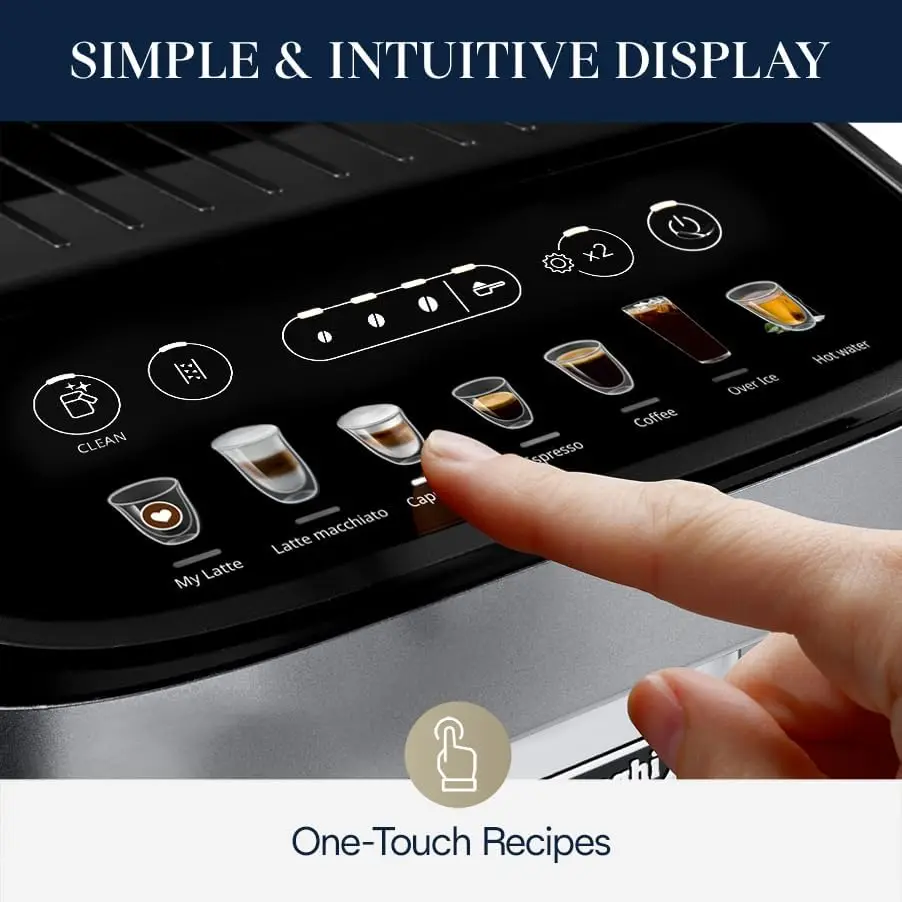 Evo with System, Fully Automatic Machine Bean to Cup Espresso Cappuccino and Iced Coffee Maker, Colored Touch Display