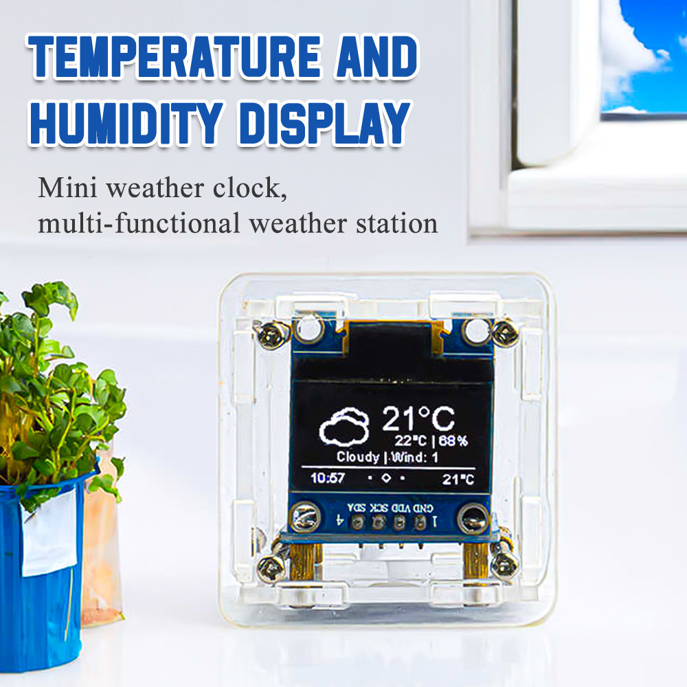 ESP8266 MINI Weather Clock WIFI Digital Clock DIY Soldering Kit Electronic Multifunctional Weather Station