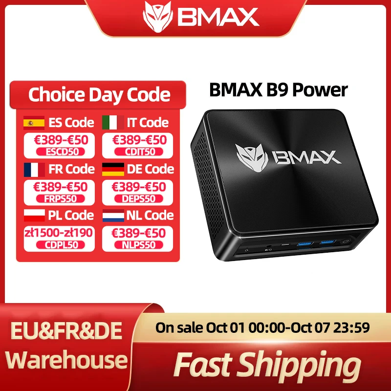 Bmax B9 Power Mini-PC Intel Core I9-12900H 14 Kerne max. 5,0 GHz 24 GB 32 GB RAM 1 TB SSD WLAN 6 Bluetooth 5.2