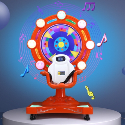 Noria giratoria que funciona con monedas para niños y columpio