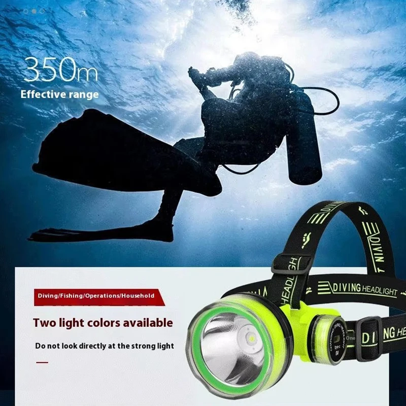 Faro de buceo recargable portátil, sumergible subacuático de 350m, resistente al agua, LED superbrillante, faro para pesca submarina, nuevo