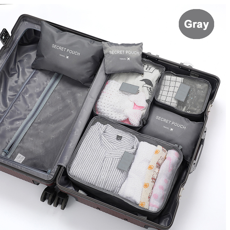 6-teiliges Aufbewahrungsbeutel-Set für Reisekleidung, tragbarer Gepäck-Organizer, Koffer-Beutel, Verpackungswürfel für Schuhe, zum Verpacken von Kleidung
