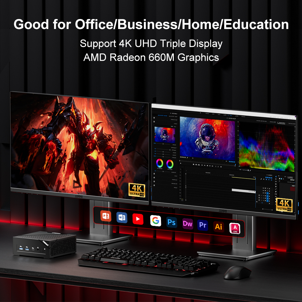 Firebat am02 mini pc und ryzen 5 6600h 16gb ddr5 ram 512gb ssd wifi6 bt 5,2 für arbeits spiele tragbarer desktop-MINI-PC computer