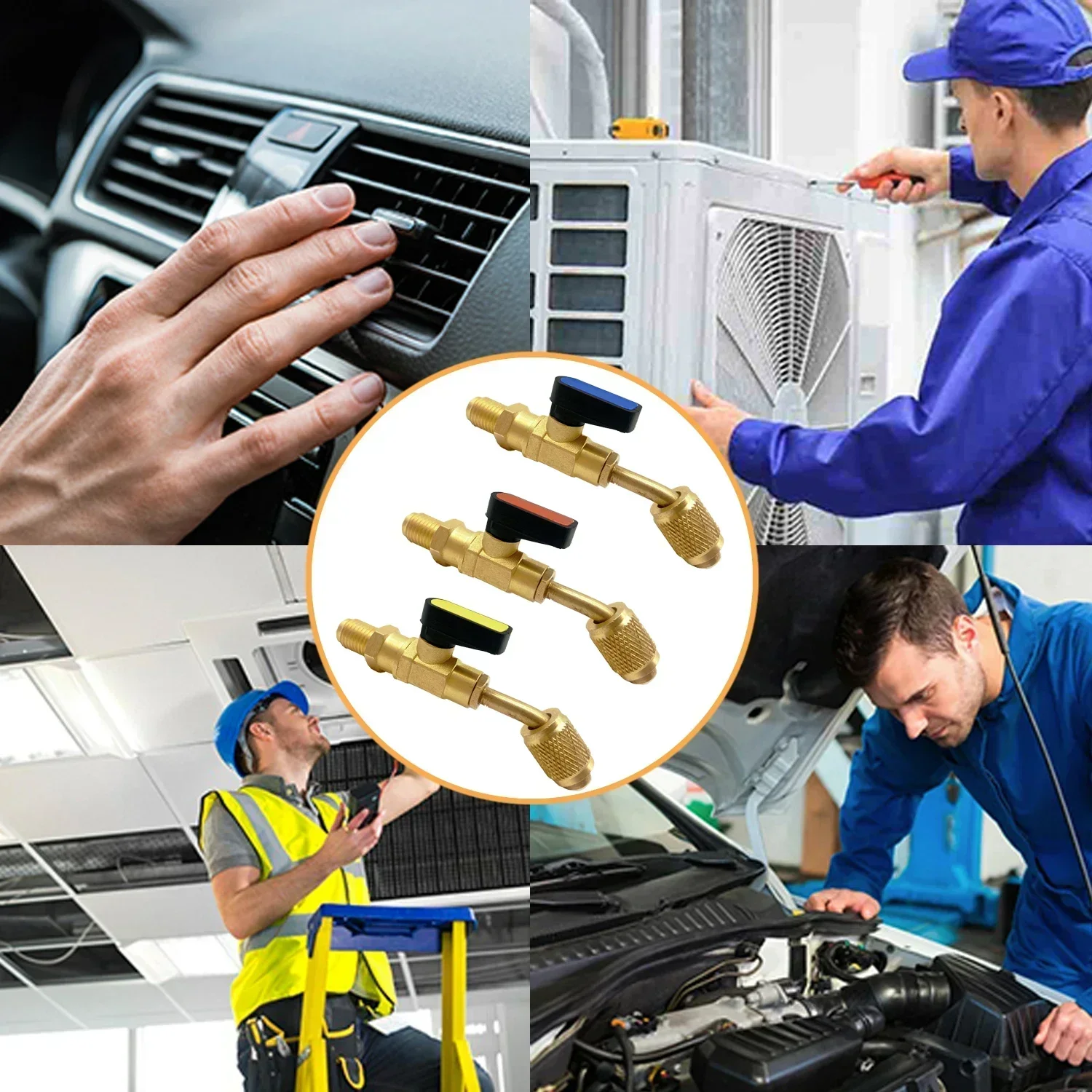 Zawór kulowy czynnika chłodniczego klimatyzacji 1/4 "SAE prosty zawór odcinający do R134A R410A R22 R12 węże doładowujące czynnik chłodniczy AC