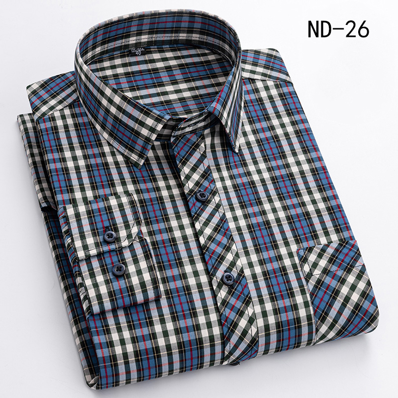 Nuevas camisas a cuadros de algodón para hombre, manga larga, un solo bolsillo, ajuste Regular, suave, fácil cuidado, vestido clásico, camisas casuales, ropa para hombre