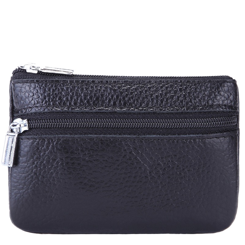 Portafoglio portamonete in pelle con 2 cerniere con slot per carte, organizer per monete, portamonete, custodia per carte, borsa portaoggetti in pelle con cerniera per uomo