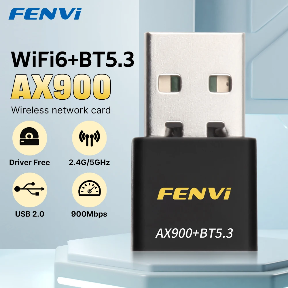 Fenvi AX900 WiFi6 adaptador USB Bluetooth 5,3 banda Dual 5G 2,4G 2 en 1 Wifi 6 Mini USB Dongle receptor de red inalámbrico controlador gratuito