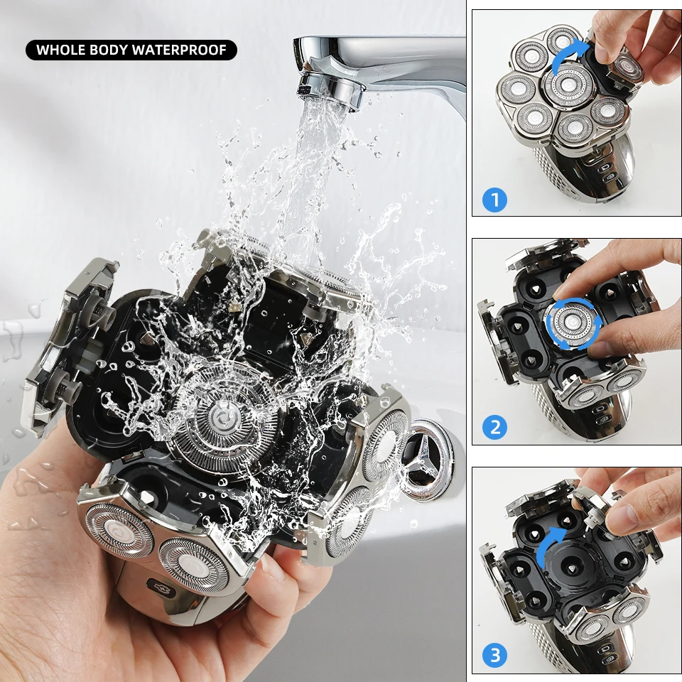 6 in1 グルーミングキット電気シェーバー顔ボディ電気かみそり男性の毛ひげトリマーハゲ頭シェービングマシン充電式
