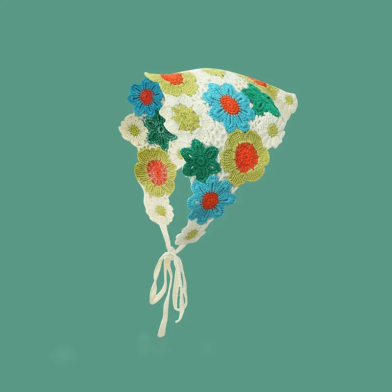 Elegante malha triângulo cachecol bandana para mulheres moda menina morango padrão versátil faixa de cabelo acessório de cabelo