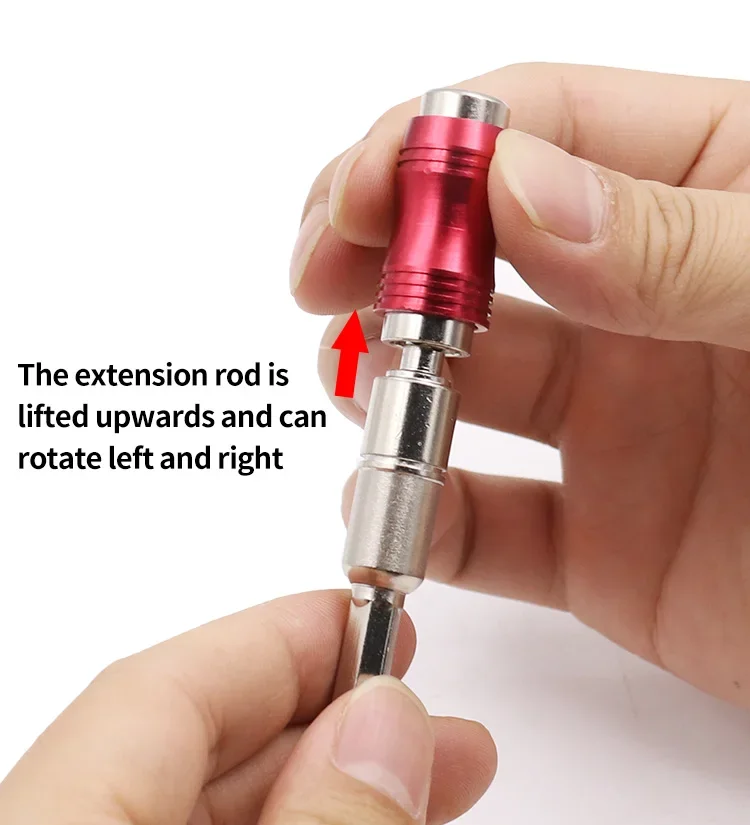1PC Red 1/4" Pivoting Magnetic Screw Drill Bit Tip Holder Screwdriver Woodworking Tool Quick Change Locking Guide Bit Extension