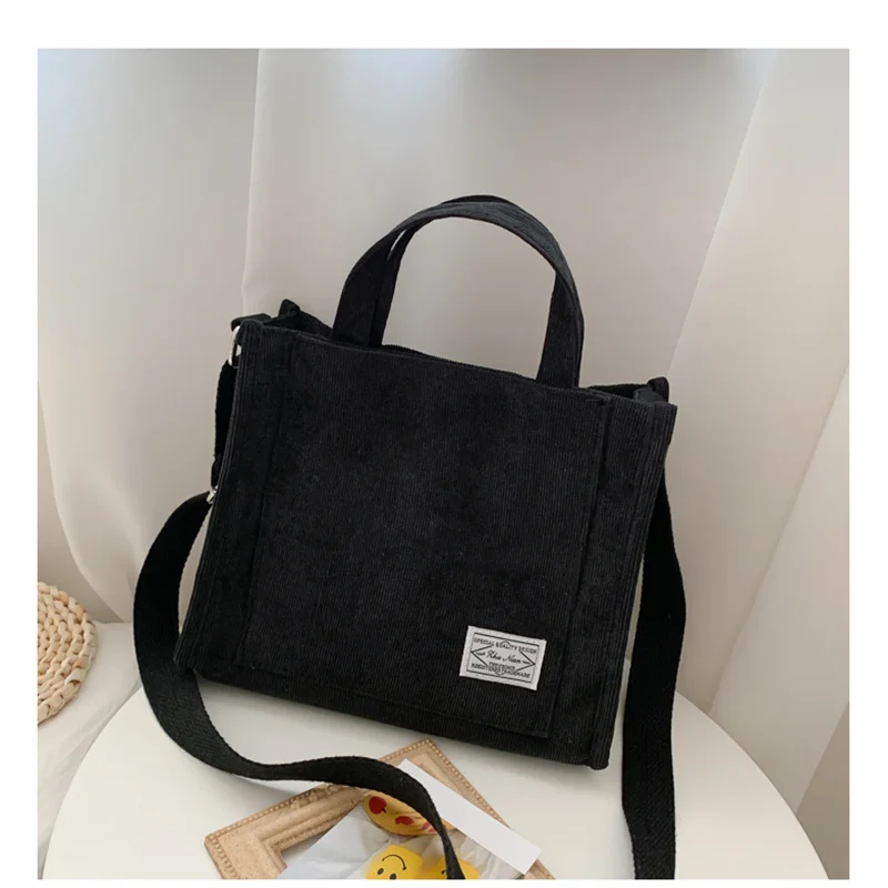 กระเป๋าถือสตรี Simple Corduroy แบบพกพาขนาดใหญ่ความจุกระเป๋าถือ INS แนวโน้มแฟชั่นกระเป๋าถือสี่เหลี่ยมเล็กกระเป๋าไหล่เดี่ยว